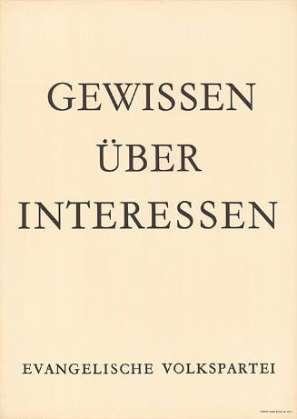 Gewissen über Interessen, Evangelische Volkspartei