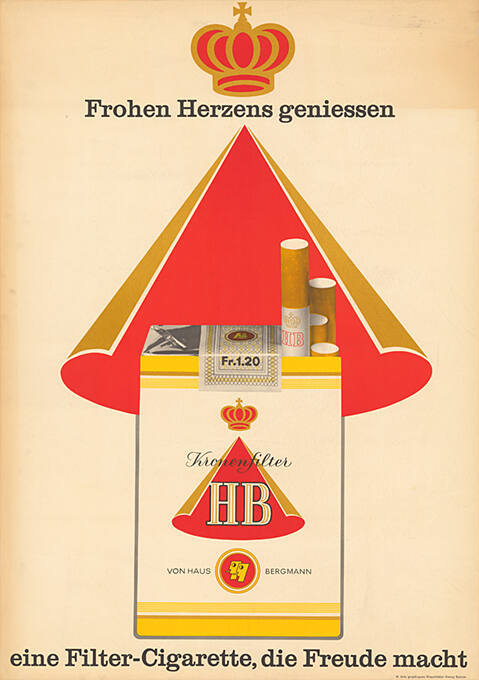 Frohen Herzens geniessen, HB Kronenfilter, eine Filter-Cigarette, die Freude macht