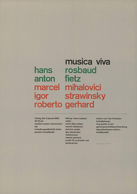 Musica viva, Grosser Tonhallesaal