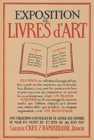 Exposition de Livres d’Art, Galerie Crès, Zurich