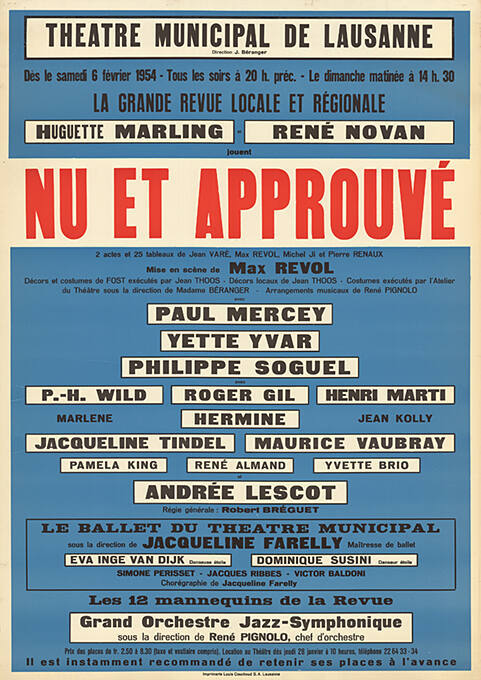 La Grande Revue locale et régionale, Théâtre Municipal de Lausanne