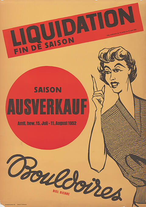 Liquidation fin de saison, Saison Ausverkauf, Bouldoires