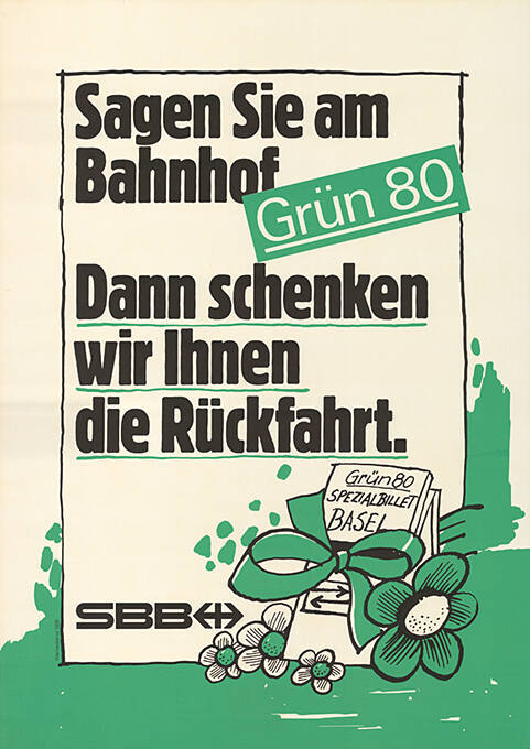 Sagen Sie am Bahnhof Grün 80. Dann schenken wir Ihnen die Rückfahrt. SBB