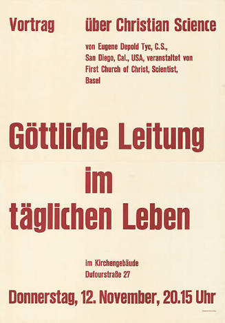 Vortrag über Christian Science, Göttliche Leitung im täglichen Leben