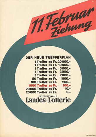 11. Februar Ziehung, Der neue Trefferplan, Interkantonale Landes-Lotterie