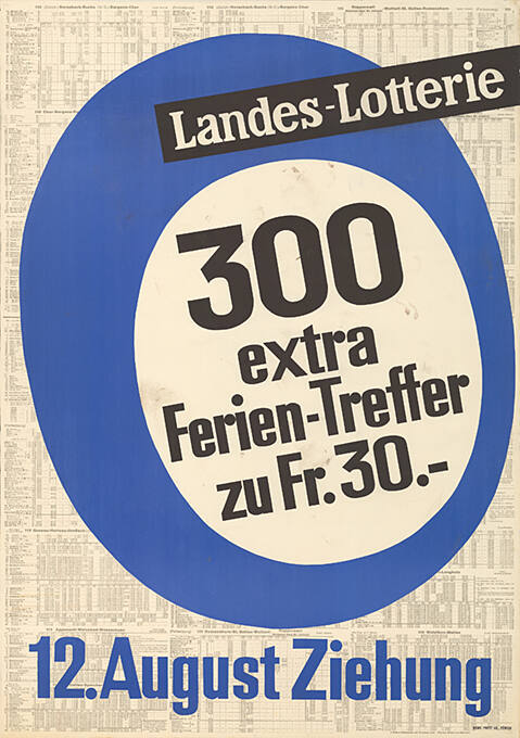 Landes-Lotterie, 300 extra Ferien-Treffer zu Fr. 30.–, 12. August Ziehung