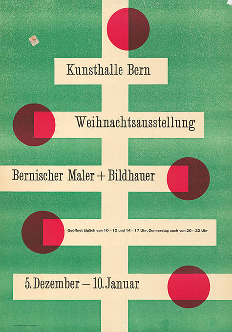 Weihnachtsausstellung Bernischer Maler + Bildhauer, Kunsthalle Bern