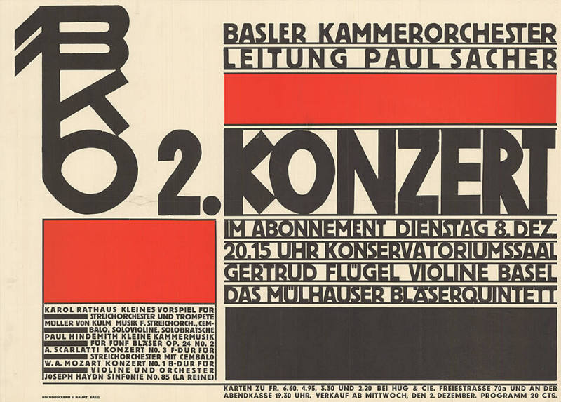 2. Konzert, BKO, Basler Kammerorchester, Leitung Paul Sacher, Konservatoriumssaal Basel