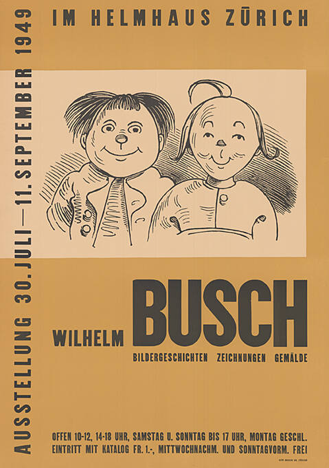 Wilhelm Busch, Bildergeschichten, Zeichnungen, Gemälde, Helmhaus Zürich