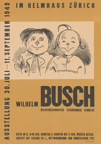 Wilhelm Busch, Bildergeschichten, Zeichnungen, Gemälde, Helmhaus Zürich