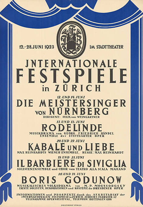 Internationale Festspiele, Stadttheater Zürich