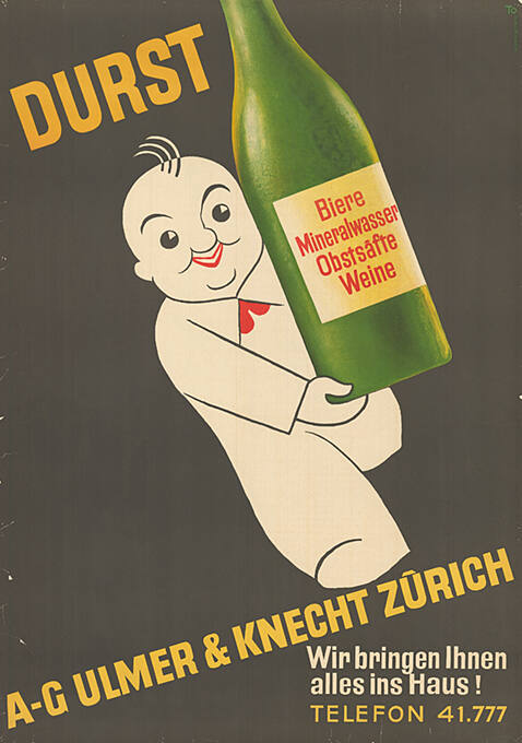 Durst, Biere, Mineralwasser, Obstsäfte, Weine, A-G Ulmer & Knecht Zürich