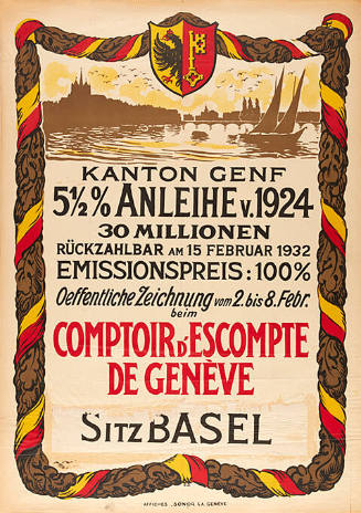 Kanton Genf, 5½ % Anleihe v. 1924 […], Comptoir d’escompte de Genève, Sitz Basel