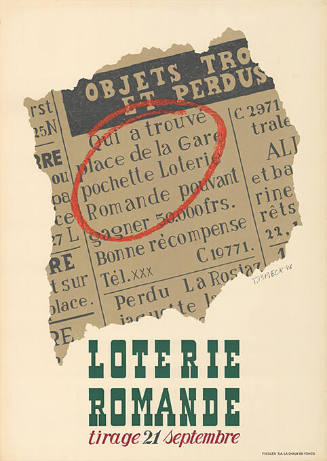 Qui a trouvé place de la Gare pochette Loterie Romande pouvant gagner 50'000 frs. Loterie Romande, tirage 21 septembre