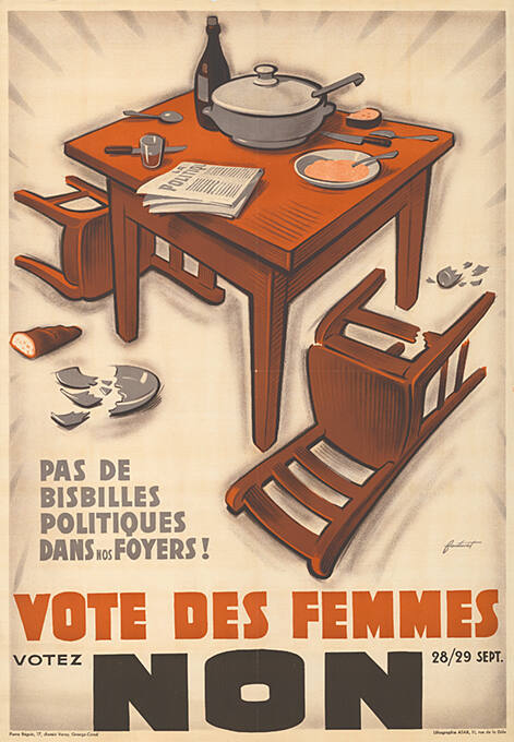 Pas de bisbilles politiques dans nos foyers! Vote des femmes, Non