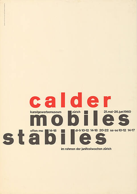 Calder, Mobiles, Stabiles, Kunstgewerbemuseum Zürich