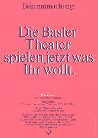 Die Basler Theater spielen jetzt was Ihr wollt.