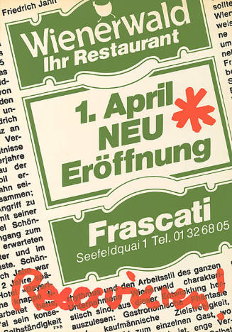 Wienerwald, Ihr Restaurant, 1. April Neueröffnung, Frascati, Reservieren!