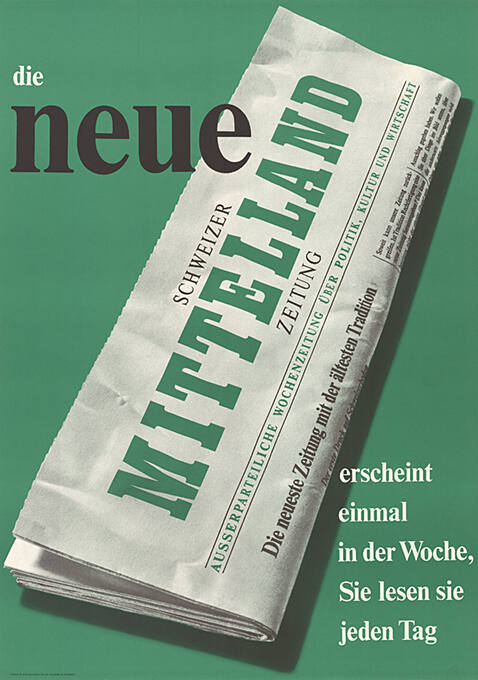 Die neue Schweizer Mittelland Zeitung, erscheint einmal in der Woche, Sie lesen sie jeden Tag