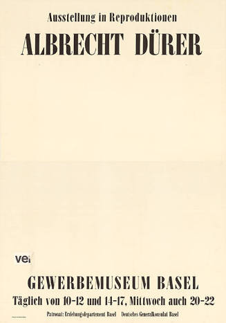 Ausstellung in Reproduktionen, Albrecht Dürer, Gewerbemuseum Basel