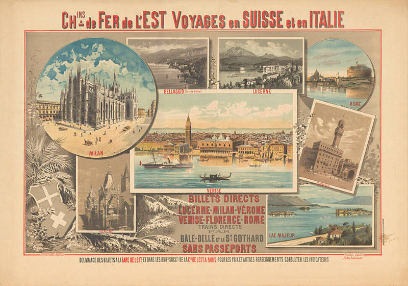 Chemins de Fer de l’Est, Voyages en Suisse et en Italie