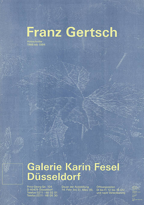 Franz Gertsch, Holzschnitte 1988–1994, Galerie Karin Fesel, Düsseldorf