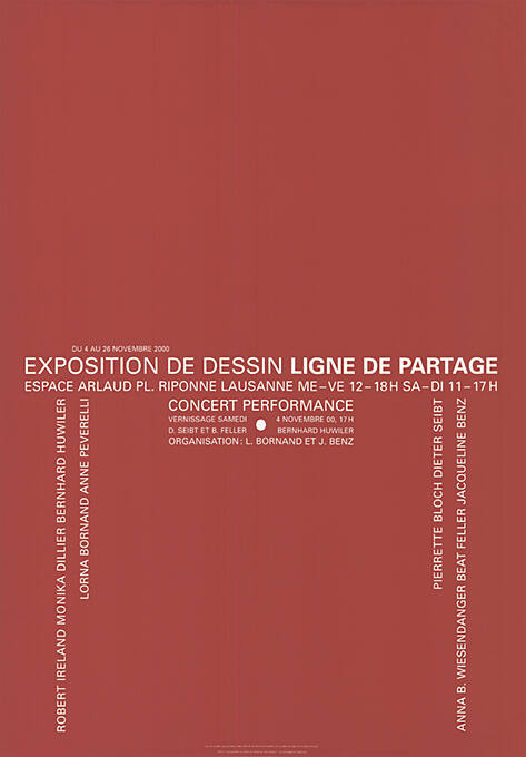 Exposition de dessin, Ligne de Partage, Concert Performance, Espace Arlaud Lausanne