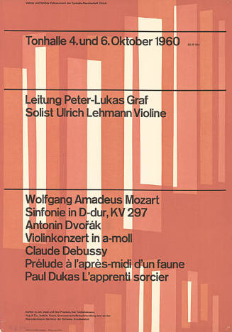 Leitung Peter-Lukas Graf, Solist Ulrich Lehmann Violine, Tonhalle, Zürich