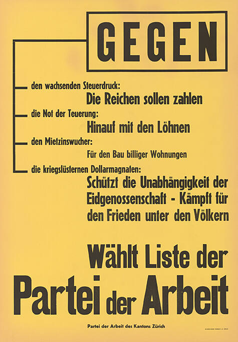 Gegen […], Wählt Liste der Partei der Arbeit