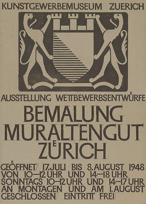 Ausstellung Wettbewerbsentwürfe, Bemalung Muraltengut Zürich, Kunstgewerbemuseum Zürich