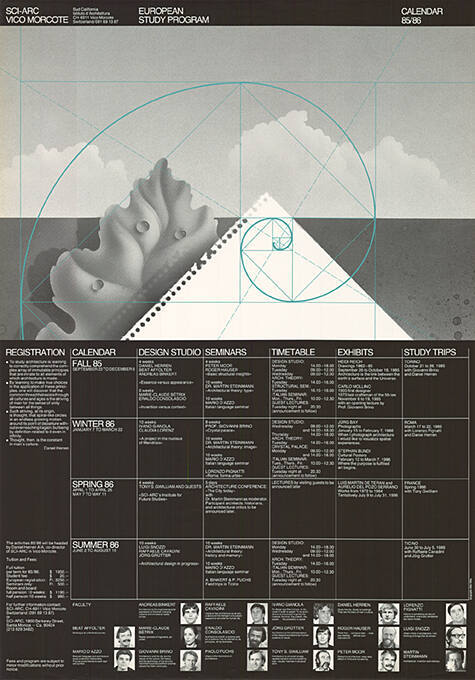 SCI-ARC Vico Morcote, European Study Program, Calendar 85/86