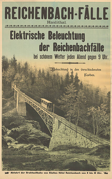 Reichenbach-Fälle, Haslithal, Elektrische Beleuchtung der Reichenbachfälle