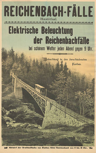 Reichenbach-Fälle, Haslithal, Elektrische Beleuchtung der Reichenbachfälle