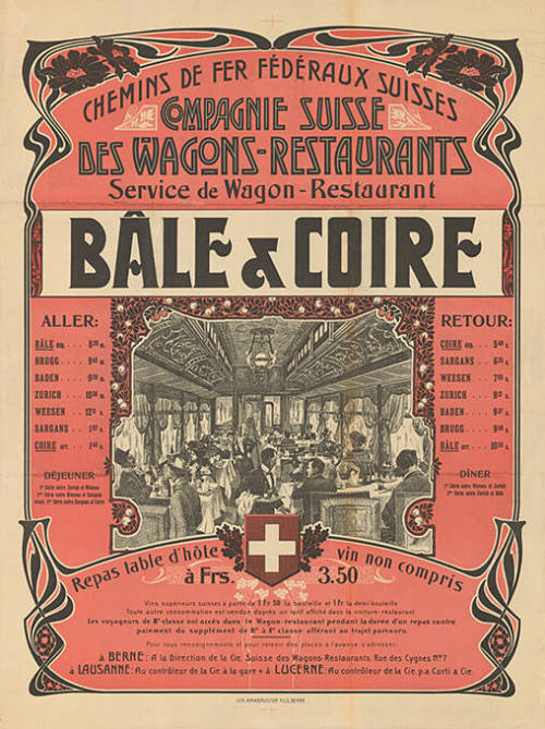 Compagnie Suisse Des Wagons-Restaurants, Bâle & Coire