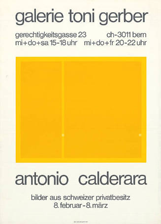 Antonio Calderara, Galerie Toni Gerber