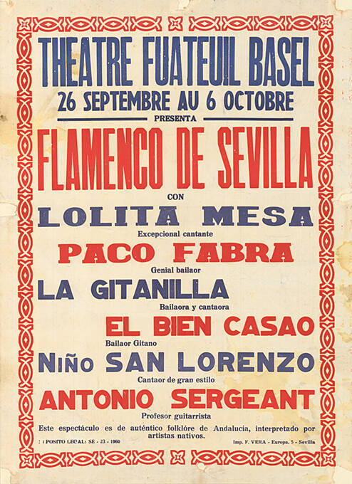 Flamenco de Sevilla, Theatre Fuateuil Basel