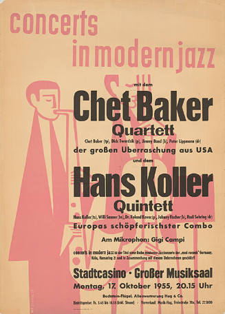 Concerts in Modern Jazz, Chet Baker Quartett, Hans Koller Quintett, Stadtcasino, Grosser Musiksaal