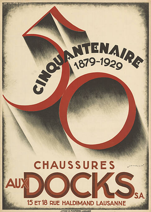 Cinquantaire 1879–1929, Chaussures aux Docks SA, Lausanne