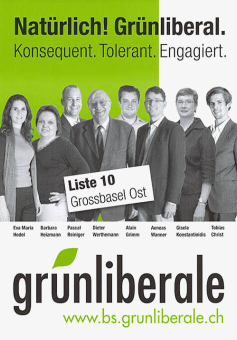 Natürlich! Grünliberal. Konsequent. Tolerant. Engagiert. Grünliberale