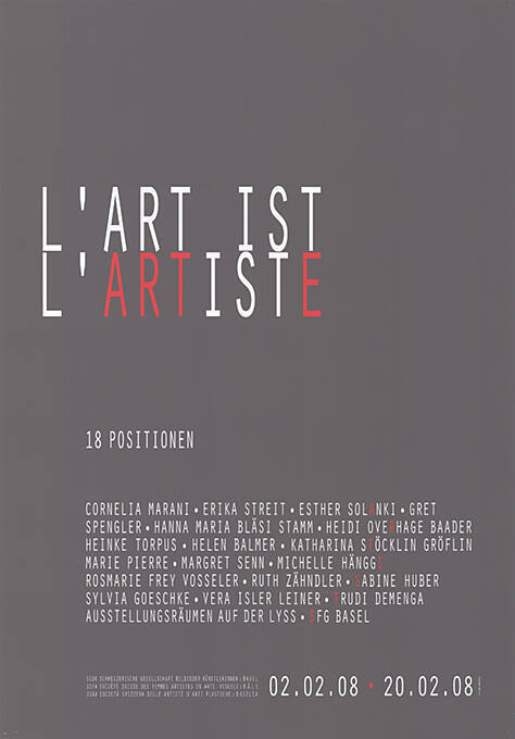 L’art ist, L’artiste, Ausstellungsräume auf der Lyss, SfG, Basel