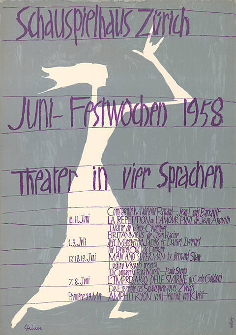 Juni-Festwochen 1958, Theater in vier Sprachen, Schauspielhaus Zürich