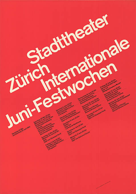 Internationale Juni-Festwochen, Stadttheater Zürich