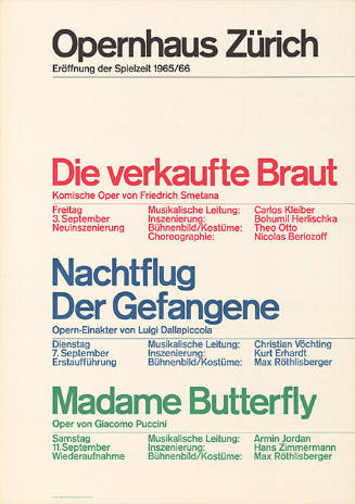 Opernhaus Zürich, Eröffnung der Spielzeit 1965/66