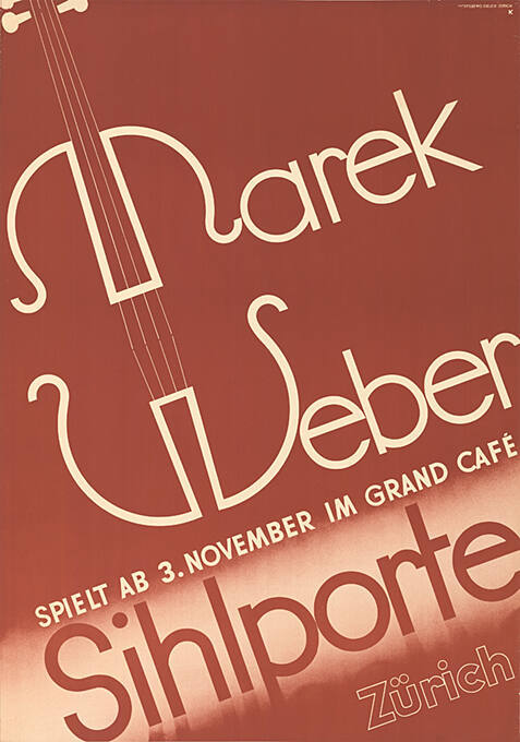 Marek Weber, Spielt ab 3, November im Grand Café, Grand Café Sihlporte, Zürich