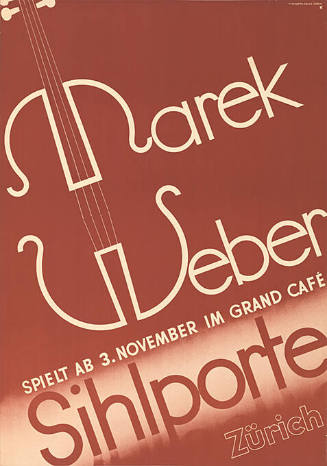 Marek Weber, Spielt ab 3, November im Grand Café, Grand Café Sihlporte, Zürich