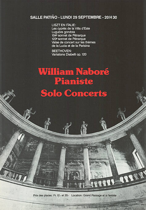 William Naboré, Pianiste, Solo Concerts, Salle Patiño