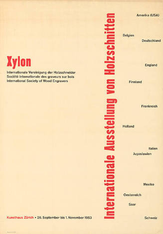 Xylon, Internationale Ausstellung von Holzschnitten, Kunsthaus Zürich