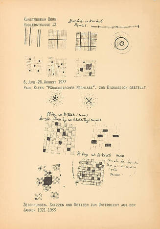 Paul Klees Pädagogischer Nachlass, 1921–1933, Kunstmuseum Bern