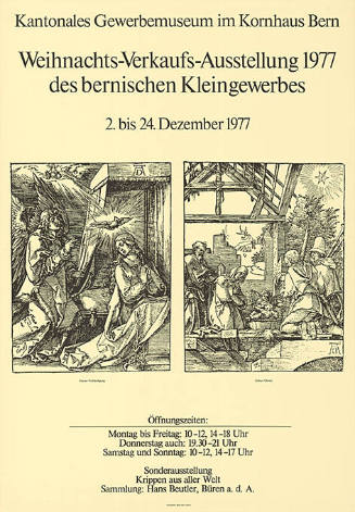 Weihnachts-Verkaufs-Ausstellung 1977 des bernischen Kleingewerbes, Kantonales Gewerbemuseum im Kornhaus Bern