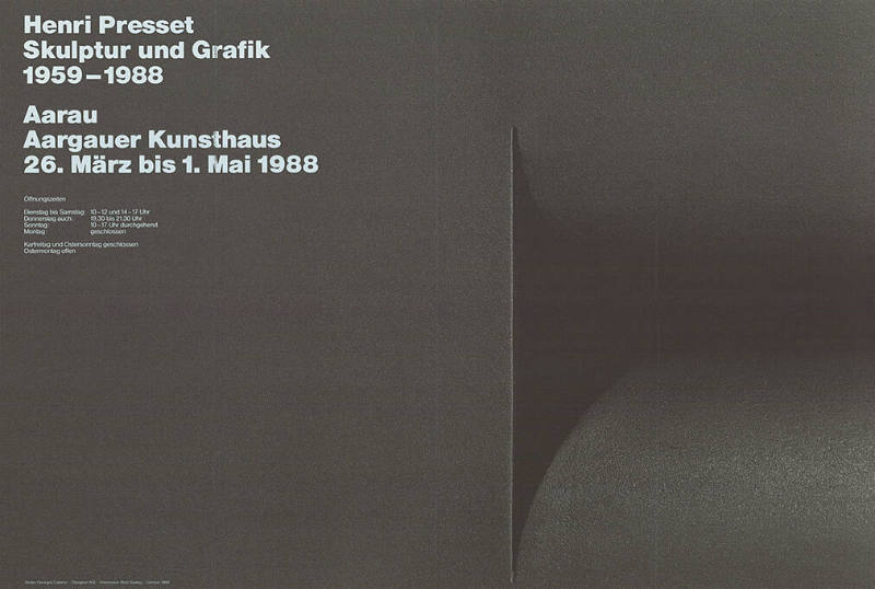 Henri Presset, Skulptur und Grafik 1959–1988, Aargauer Kunsthaus